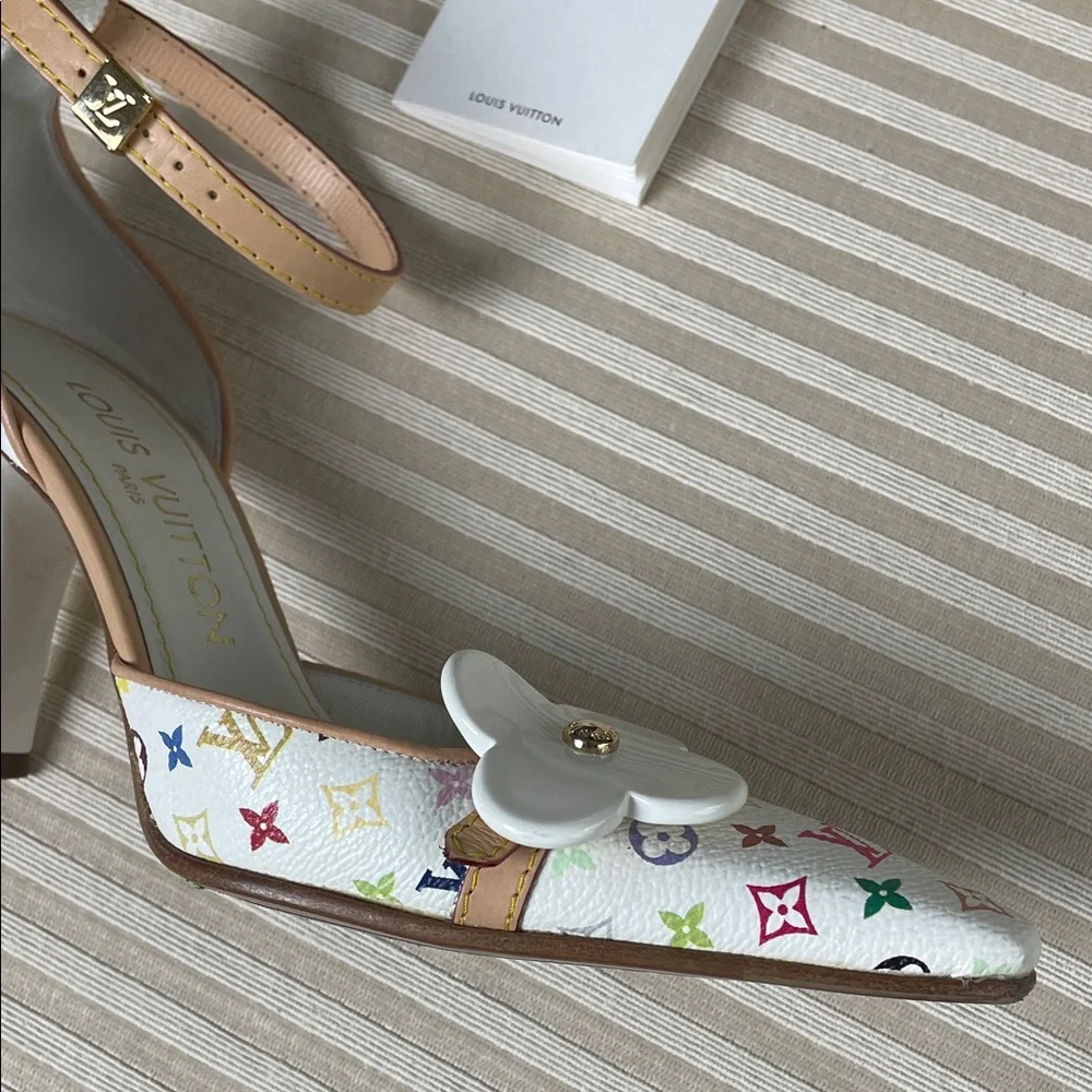 Louis Vuitton Murakami multicolor LV monogram Fleur print heels